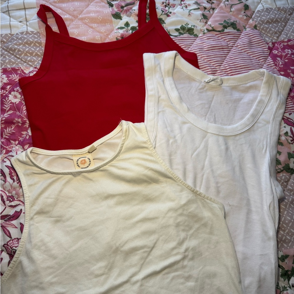 Women's Red, White, and Cream Tank Tops bundle